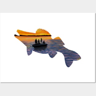 Sunset Fishing Walleye Silhouette Posters and Art